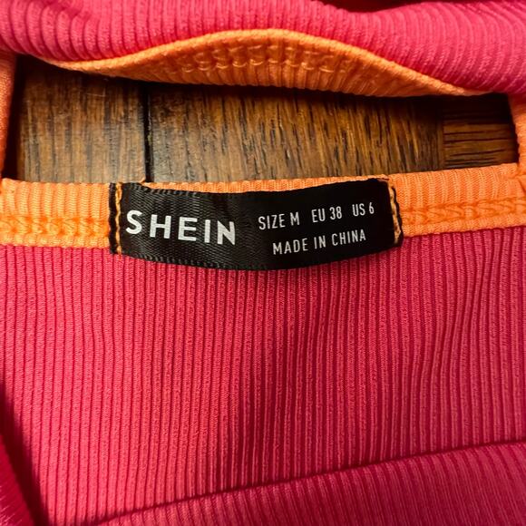 SHEIN Cross Back Hot Pink Strappy Spaghetti Strap Crop Top Medium - Picture 6 of 9